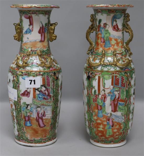 Two Chinese famille rose vases, H.31cm